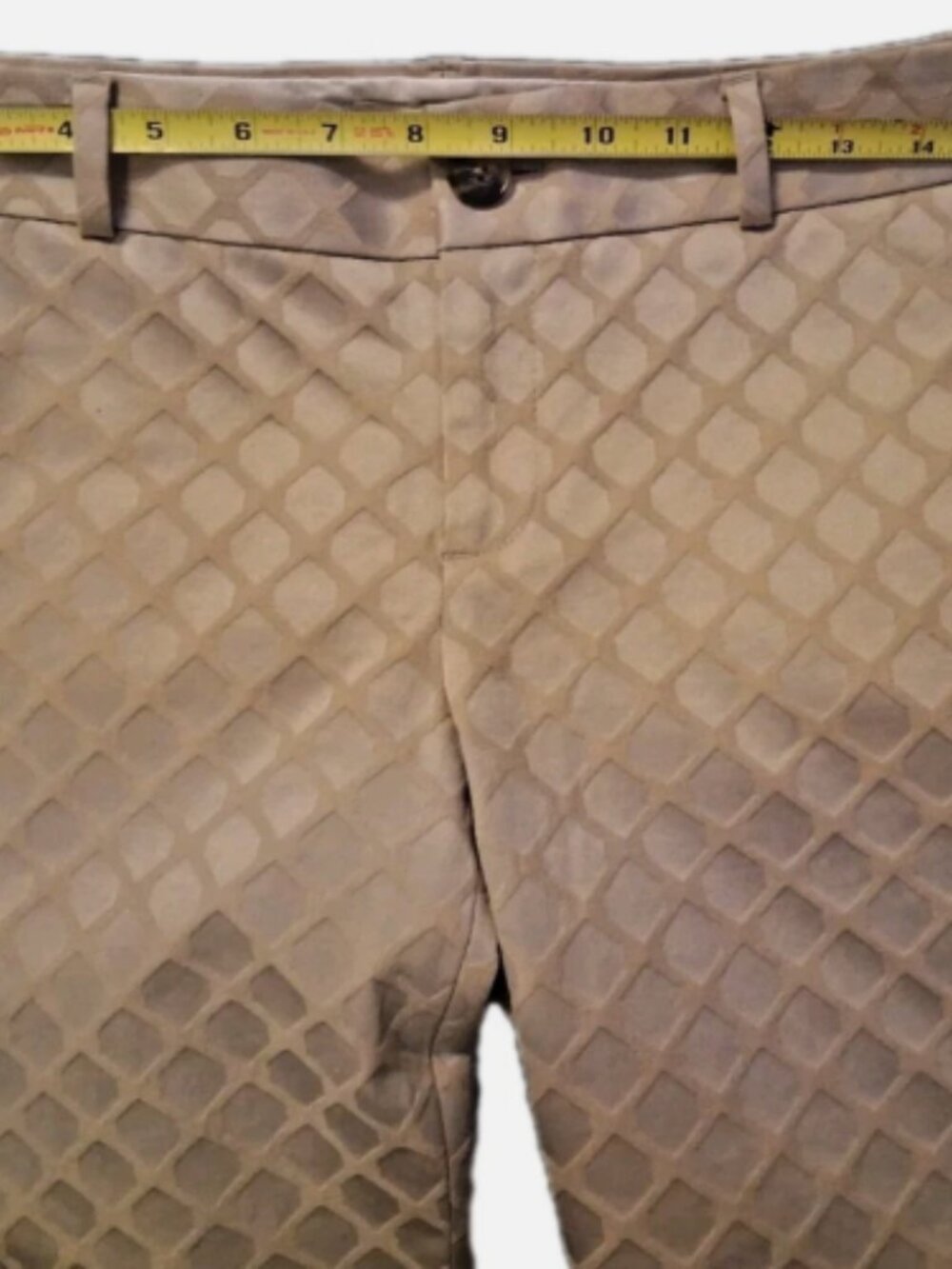 Banana Republic Camden Jacquard Beige Ankle Pant Size 4 Diamond Mid Rise - Picture 5 of 16
